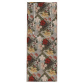 ヴィンテージハイビスカス花フローラ赤ピンク黄 ワインギフトバッグ (正面)