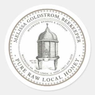 ヴィンテージハイブ蜂蜜ラベルとハニカムトープ ラウンドシール