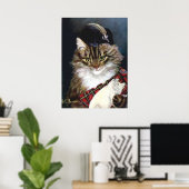 ヴィンテージハイランドドレスキャットアートポスタープリント ポスター (ホームオフィス)