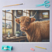 ヴィンテージハイランド牛のデコパージュ 薄葉紙 (クラフト)
