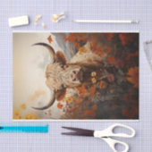 ヴィンテージハイランド牛の野生の花のデコページ 薄葉紙 (クラフト)