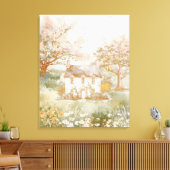 ヴィンテージハウスインザグリーンメドウコテージコアート キャンバスプリント (インサイチュ (リビング))