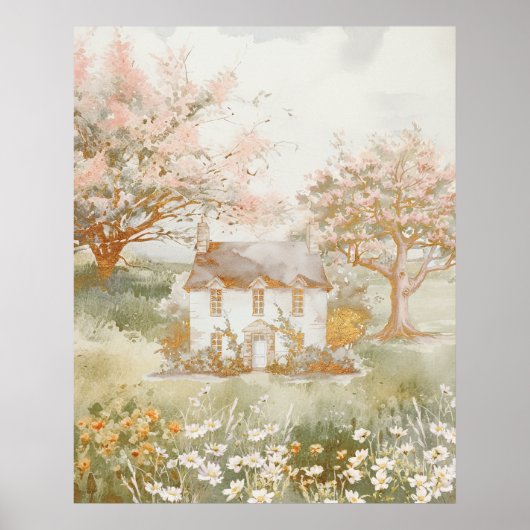 ヴィンテージハウスインザグリーンメドウコテージコアート ポスター (正面)