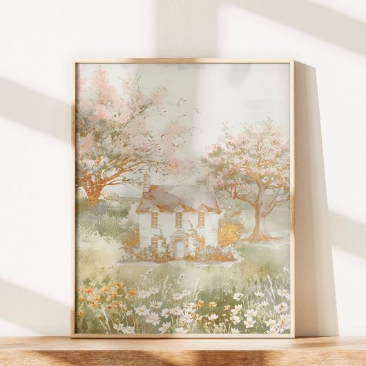 ヴィンテージハウスインザグリーンメドウコテージコアート ポスター