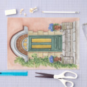 ヴィンテージハウスエントランスブルーアジサイ 薄葉紙 (クラフト)