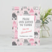 ヴィンテージハウスオンピンククリスマスカード シーズンカード (スタンド正面)