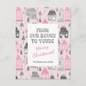 ヴィンテージハウスオンピンククリスマスポストカード シーズンポストカード (正面)