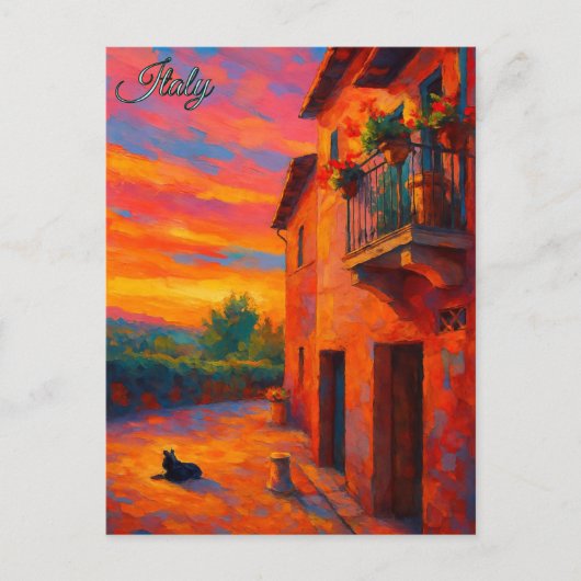 ヴィンテージハウストスカニーイタリアレトロヨーロッパトラベル ポストカード (正面)