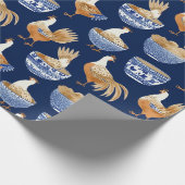 ヴィンテージハウス磁器のルースターパターン ラッピングペーパー (角)