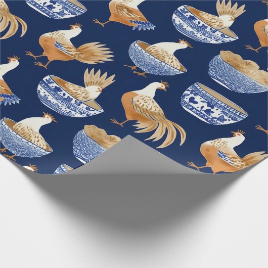 ヴィンテージハウス磁器のルースターパターン ラッピングペーパー (角)