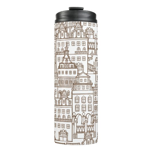 ヴィンテージハウス：建築のシームレスなパターン。 タンブラー (正面)