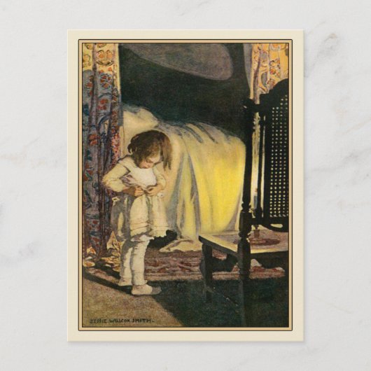 ヴィンテージハガキかわいい女の子イラストレーション ポストカード (正面)