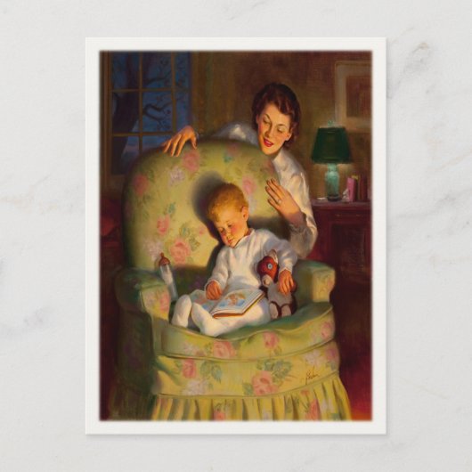 ヴィンテージハガキと甘い就寝ベビー ポストカード (正面)