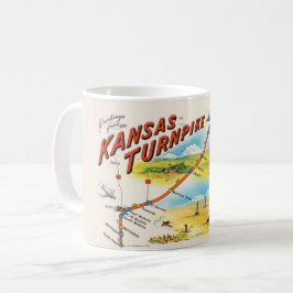 ヴィンテージハガキの地図カンザスザターンパイクマグ コーヒーマグカップ