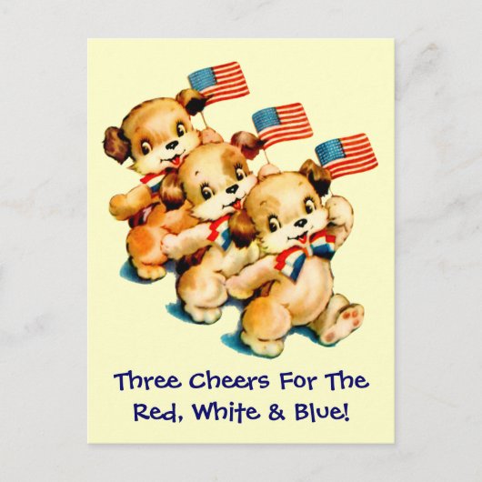 ヴィンテージハガキ付き子犬 ポストカード (正面)