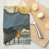 ヴィンテージハスの花エジプトの神聖な豆 キッチンタオル (四つ折り)