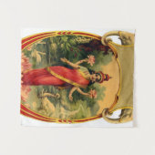 ヴィンテージハス花ヒンドゥー教の女神ラクシュミ タペストリー (正面(横))