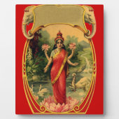 ヴィンテージハス花ヒンドゥー教の女神ラクシュミ フォトプラーク (正面)