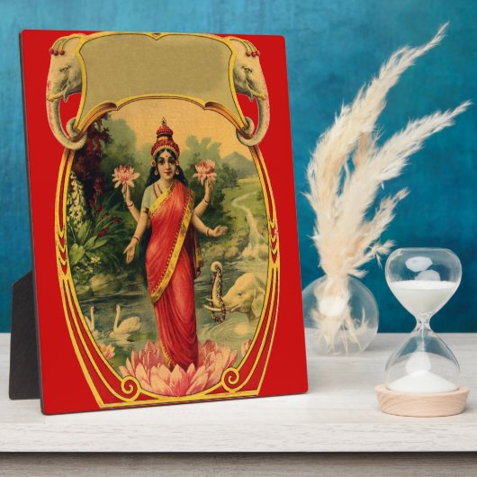 ヴィンテージハス花ヒンドゥー教の女神ラクシュミ フォトプラーク (側面)