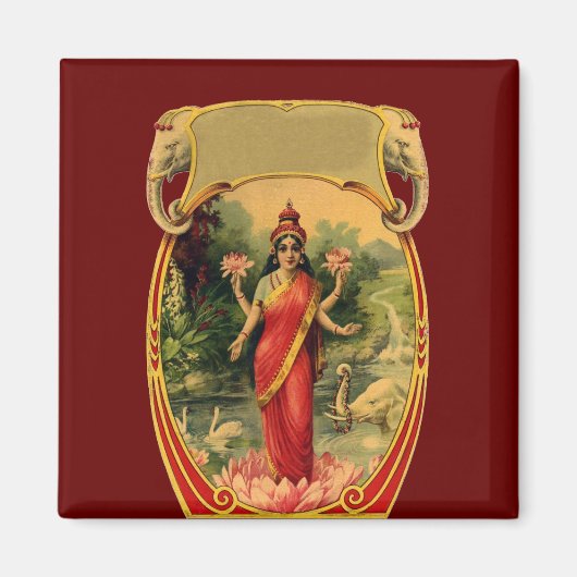 ヴィンテージハス花ヒンドゥー教の女神ラクシュミ マグネット (正面)