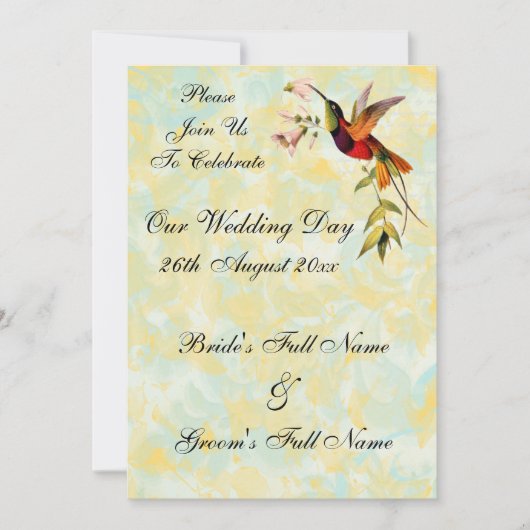 ヴィンテージハチドリ結婚式招待状 招待状 (正面)