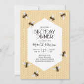 ヴィンテージハチミツバチの誕生日ディナー 招待状 (正面)