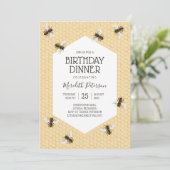 ヴィンテージハチミツバチの誕生日ディナー 招待状 (スタンド正面)