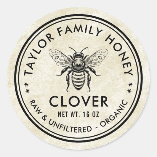 ヴィンテージハチミツラベル ラウンドシール (正面)