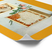 ヴィンテージハチミツ、ミツバチ、蜜蝋、ピンククローバー ポスター (角)