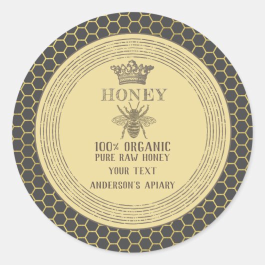 ヴィンテージハチミントジャウルフハチミツバチapiar ラウンドシール (正面)