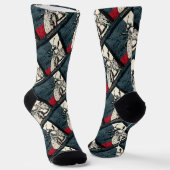 ヴィンテージハチ昆虫カラフルイラストレーション ソックス (傾斜あり)