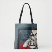 ヴィンテージハチ昆虫カラフルイラストレーション トートバッグ (正面)