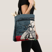 ヴィンテージハチ昆虫カラフルイラストレーション トートバッグ (クローズアップ)