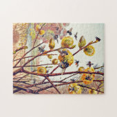 ヴィンテージハチ昆虫春柳の花 ジグソーパズル (横)