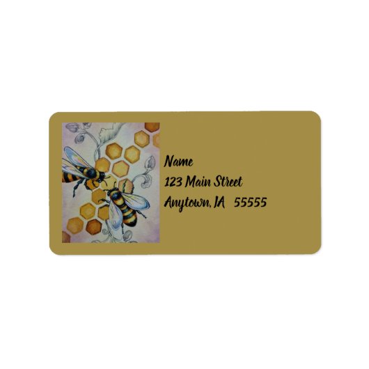 ヴィンテージハチNo.5ハニカムウォーターカラーアート ラベル (正面)