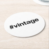 ヴィンテージハッシュタグ ラウンドペーパーコースター (アングル)