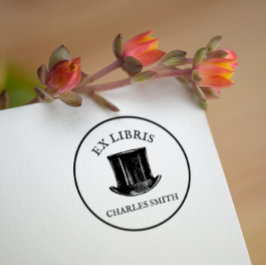 ヴィンテージハットエックスリビスブックプレートウッドアートスタンプ ラバースタンプ