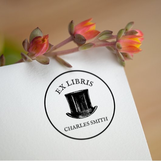 ヴィンテージハットエックスリビスブックプレートウッドアートスタンプ ラバースタンプ