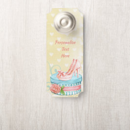 ヴィンテージハットボックスレトロハイヒールピンクルーム ドアノブサイン