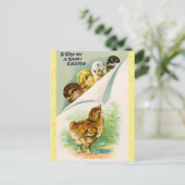 ヴィンテージハッピーイースターかわいいチックス ポストカード (スタンド正面)