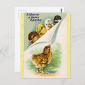 ヴィンテージハッピーイースターかわいいチックス ポストカード (正面/裏面)