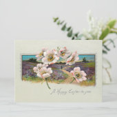 ヴィンテージハッピーイースターの風景とリンゴの花 シーズンカード (スタンド正面)