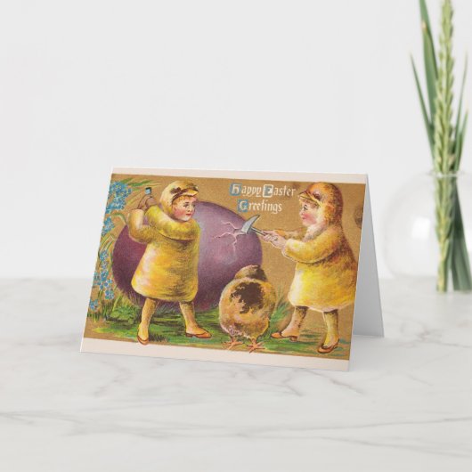 ヴィンテージハッピーイースターグリーティングカード シーズンカード (正面)