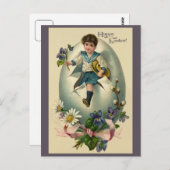 ヴィンテージハッピーイースターセーラースーツ少年 ポストカード (正面/裏面)