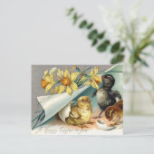 ヴィンテージハッピーイースターチキンとダフォジル シーズンポストカード (スタンド正面)