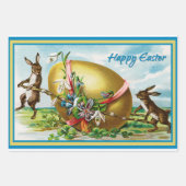 ヴィンテージハッピーイースターバニーラビッツイースターエッグス ラッピングペーパーシート (正面3)