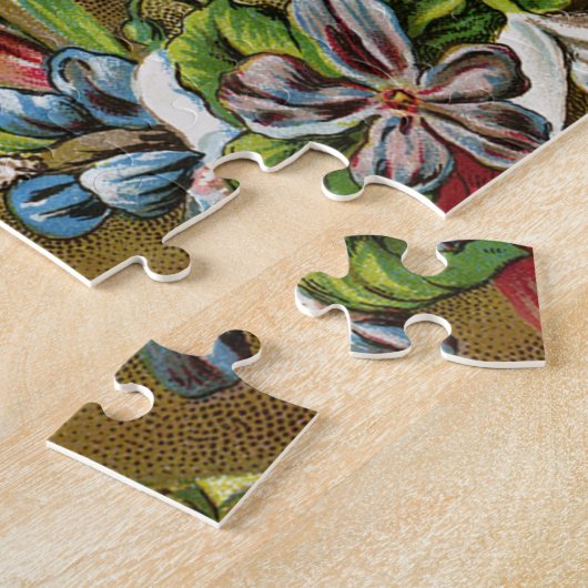 ヴィンテージハッピーイースターバニーラビットイースターエッグ ジグソーパズル (側面)