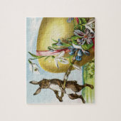 ヴィンテージハッピーイースターバニーラビットイースターエッグ ジグソーパズル (縦)