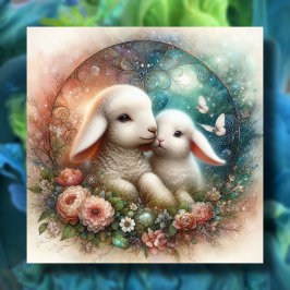 ヴィンテージハッピーイースターバニーラム宗教的 シーズンカード