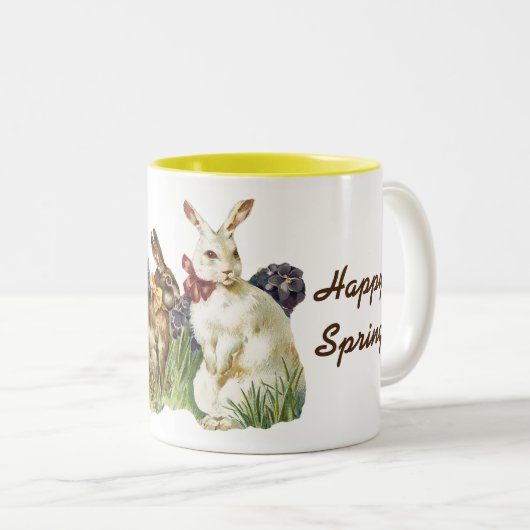 ヴィンテージハッピーイースターブンニースコーヒーマグ ツートーンマグカップ (正面右)